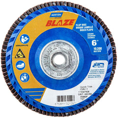 Norton - 6" 60 Grit 5/8-11 Center Hole Type 27 Ceramic Alumina Flap Disc - Exact Tooling