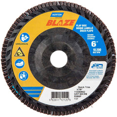 Norton - 6" 80 Grit 7/8" Center Hole Type 27 Ceramic Alumina Flap Disc - Exact Tooling