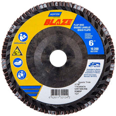 Norton - 6" 60 Grit 7/8" Center Hole Type 27 Ceramic Alumina Flap Disc - Exact Tooling