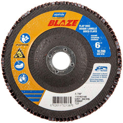 Norton - 6" 60 Grit 7/8" Center Hole Type 27 Ceramic Alumina Flap Disc - Exact Tooling