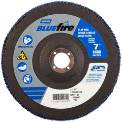 Norton - 7" 40 Grit 7/8" Center Hole Type 27 Zirconia Alumina Flap Disc - Exact Tooling
