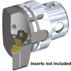 Kennametal - Left Hand Cut, Size KM4X63, VCGR160408 & VPGR332 Insert Compatiblity, External Modular Turning & Profiling Cutting Unit Head - 43mm Ctr to Cutting Edge, 70mm Head Length, Through Coolant, Series Top Notch - Exact Tooling