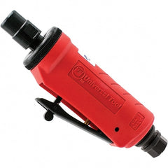 Universal Tool - 1/4" Collet, Straight Handle, Air Straight Die Grinder - Rear Exhaust, 4 CFM, 0.5 hp, 90 psi, 1/4" Inlet - Exact Tooling
