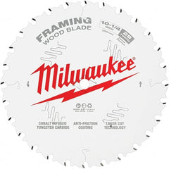 Milwaukee Tool - 10-1/4" Diam, 5/8" Arbor Hole Diam, 28 Tooth Wet & Dry Cut Saw Blade - Tungsten Carbide-Tipped, Framing Action, Standard Round Arbor - Exact Tooling