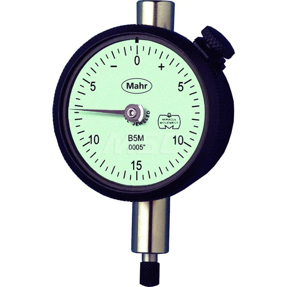 Mahr - Dial Drop Indicators; Maximum Measurement (Inch): 0.1 ; Maximum Measurement (mm): 2.50 ; Dial Graduation (mm): 0.0100 ; Dial Graduation (Decimal Inch): 0.000500 ; Dial Reading: 0-20-0 ; Dial Diameter (mm): 43.81 - Exact Tooling