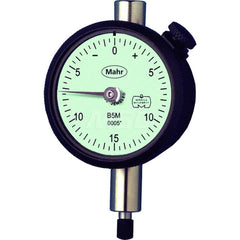 Mahr - Dial Drop Indicators; Maximum Measurement (Inch): 0.05 ; Maximum Measurement (mm): 1.27 ; Dial Graduation (mm): 0.0254 ; Dial Graduation (Decimal Inch): 0.001000 ; Dial Reading: 0-20 ; Dial Diameter (mm): 43.81 - Exact Tooling