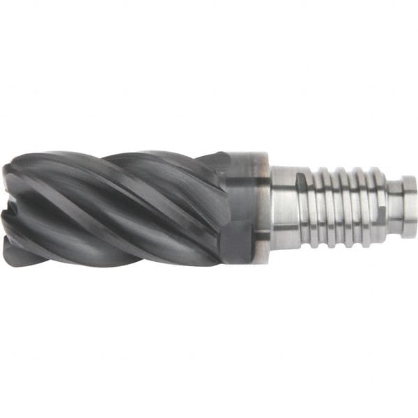 Kennametal - 25" Diam, 37.5mm LOC, 5 Flute 5mm Corner Radius End Mill Head - Solid Carbide, AlTiN Finish, Duo-Lock 25 Connection, Spiral Flute, 39° Helix - Exact Tooling