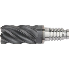 Kennametal - 25" Diam, 37.5mm LOC, 5 Flute 5mm Corner Radius End Mill Head - Solid Carbide, AlTiN Finish, Duo-Lock 25 Connection, Spiral Flute, 39° Helix - Exact Tooling