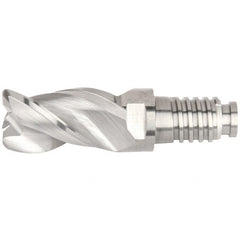 Kennametal - 20" Diam, 30mm LOC, 3 Flute 5mm Corner Radius End Mill Head - Solid Carbide, Uncoated, Duo-Lock 20 Connection, Spiral Flute, 38° Helix, Centercutting - Exact Tooling