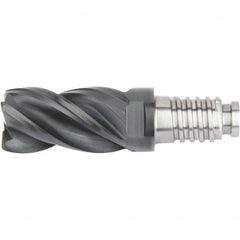 Kennametal - 32" Diam, 48mm LOC, 4 Flute 5mm Corner Radius End Mill Head - Solid Carbide, AlTiN Finish, Duo-Lock 32 Connection, Spiral Flute, 39° Helix, Centercutting - Exact Tooling