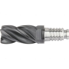 Kennametal - 16" Diam, 24mm LOC, 4 Flute 4mm Corner Radius End Mill Head - Solid Carbide, AlTiN Finish, Duo-Lock 16 Connection, Spiral Flute, 39° Helix, Centercutting - Exact Tooling