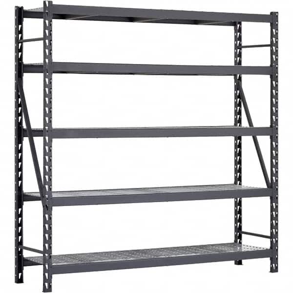 Edsal - 5 Shelf Starter Unit Wire Deck Open Steel Shelving - 7,500 Lb Capacity, 90" Wide x 90" High x 24" Deep, Black - Exact Tooling