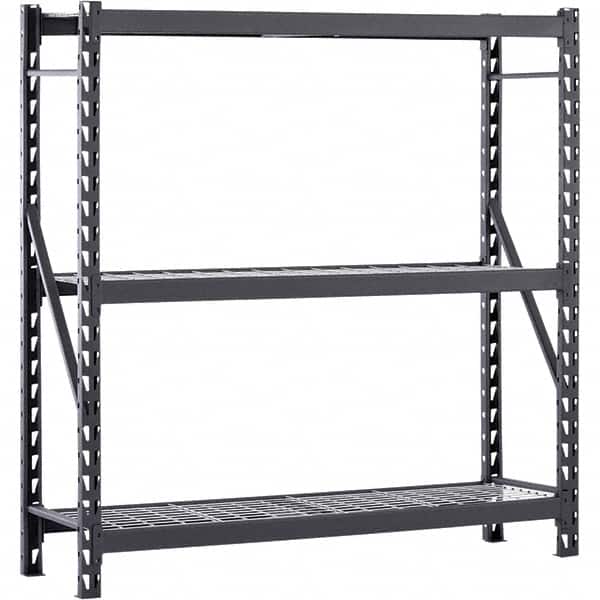 Edsal - 3 Shelf Starter Unit Wire Deck Open Steel Shelving - 4,500 Lb Capacity, 77" Wide x 72" High x 24" Deep, Black - Exact Tooling
