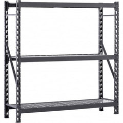 Edsal - 3 Shelf Starter Unit Wire Deck Open Steel Shelving - 4,500 Lb Capacity, 77" Wide x 72" High x 24" Deep, Black - Exact Tooling
