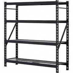 Edsal - 4 Shelf Starter Unit Wire Deck Open Steel Shelving - 6,000 Lb Capacity, 77" Wide x 78" High x 24" Deep, Black - Exact Tooling