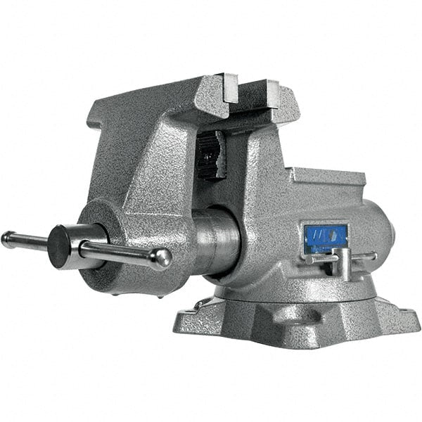 Wilton - 6-1/2" Jaw Width, 6-1/2" Opening Capacity, 4-3/8" Throat Depth, Iron Swivel Bench Vise - Double Lockdown Base Attachment, Anvil, 19-19/64" Long x 11" Wide x 9-13/32" High - Exact Tooling