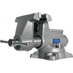 Wilton - 6-1/2" Jaw Width, 6-1/2" Opening Capacity, 4-3/8" Throat Depth, Iron Swivel Bench Vise - Double Lockdown Base Attachment, Anvil, 19-19/64" Long x 11" Wide x 9-13/32" High - Exact Tooling