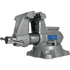 Wilton - 4-1/2" Jaw Width, 4" Opening Capacity, 3-1/2" Throat Depth, Iron Swivel Bench Vise - Double Lockdown Base Attachment, Anvil, 15-13/32" Long x 9-13/32" Wide x 8" High - Exact Tooling