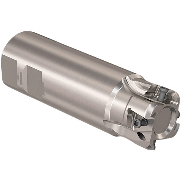 Seco - 1-1/2" Cut Diam, 12mm Max Depth of Cut, 1-1/2" Shank Diam, 120mm OAL, Indexable Square Shoulder Slot Milling End Mill - LOEX12 Inserts, Weldon Shank, 90° Lead Angle, Through Coolant, Series 217.94-12 - Exact Tooling