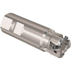 Seco - 32mm Cut Diam, 12mm Max Depth of Cut, 32mm Shank Diam, 110mm OAL, Indexable Square Shoulder Slot Milling End Mill - LOEX12 Inserts, Weldon Shank, 90° Lead Angle, Through Coolant, Series 217.94-12 - Exact Tooling