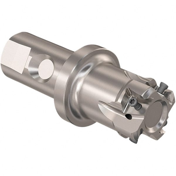 Seco - 40mm Cut Diam, 12mm Max Depth of Cut, 32mm Shank Diam, 120mm OAL, Indexable Square Shoulder Slot Milling End Mill - LOEX12 Inserts, Weldon Shank, 90° Lead Angle, Through Coolant, Series 217.94-12 - Exact Tooling