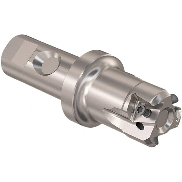 Seco - 32mm Cut Diam, 12mm Max Depth of Cut, 25mm Shank Diam, 110mm OAL, Indexable Square Shoulder Slot Milling End Mill - LOEX12 Inserts, Weldon Shank, 90° Lead Angle, Through Coolant, Series 217.94-12 - Exact Tooling