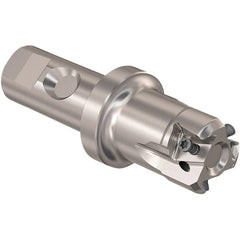 Seco - 32mm Cut Diam, 12mm Max Depth of Cut, 25mm Shank Diam, 110mm OAL, Indexable Square Shoulder Slot Milling End Mill - LOEX12 Inserts, Weldon Shank, 90° Lead Angle, Through Coolant, Series 217.94-12 - Exact Tooling