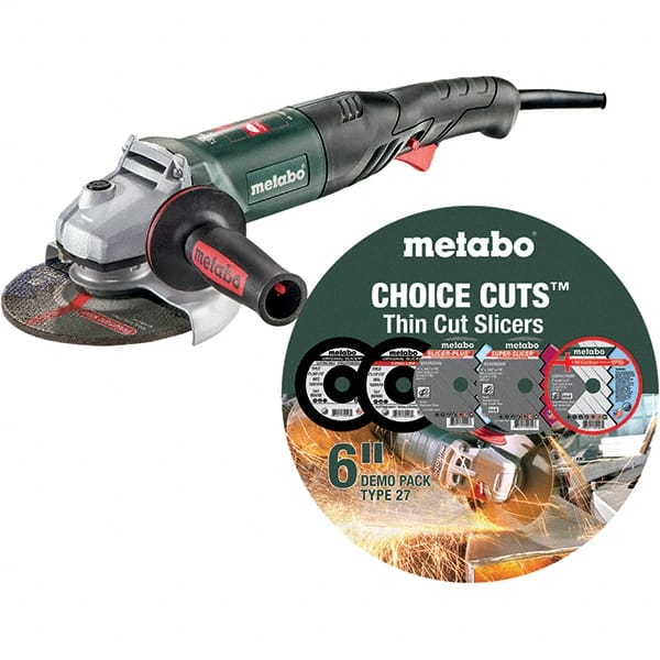 Metabo - 6" Wheel Diam, 9,600 RPM, Corded Angle & Disc Grinder - 5/8-11 Spindle, 120 Volts, 13.2 Amps - Exact Tooling
