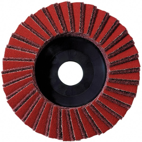 Metabo - 60 Grit, 5" Disc Diam, 7/8" Center Hole, Type 29 Aluminum Oxide Flap Disc - 12,225 Max RPM, Fiberglass Backing, Arbor Attaching System, Coated & Non-Woven Combo - Exact Tooling