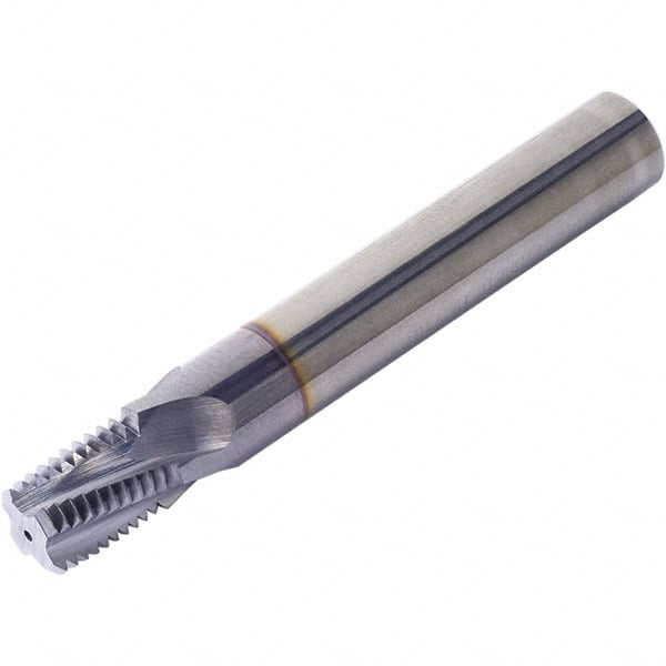 Vargus - 1/4-18 ANPT, 0.37" Cutting Diam, 3 Flute, Solid Carbide Helical Flute Thread Mill - Internal/External Thread, 0.583" LOC, 2-7/8" OAL, 3/8" Shank Diam - Exact Tooling
