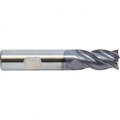 M.A. Ford - 1", 4 Flute, Single End, Solid Carbide, 0.015" Corner Radius End Mill - 4" OAL, 35, 38° Helix, Right Hand Flute, 1-1/2" LOC, Right Hand Cut - Exact Tooling