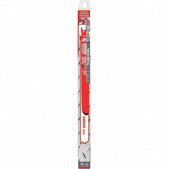 Freud - 12" Long x 1" Thick, Carbide Reciprocating Saw Blade - Straight Profile, 8 TPI, Toothed Edge, Tang Shank - Exact Tooling