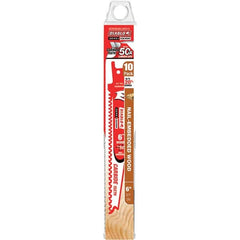 Freud - 6" Long x 1" Thick, Carbide Reciprocating Saw Blade - Tapered Profile, 6 Carbide TPI, Toothed Edge, Tang Shank - Exact Tooling