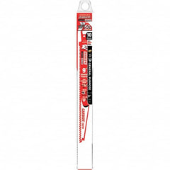 Freud - 9" Long x 1" Thick, Carbide Reciprocating Saw Blade - Tapered Profile, 9 TPI, Toothed Edge, Tang Shank - Exact Tooling