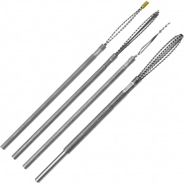 Made in USA - 4 Piece Power Deburring Tool Set - 1/8" Diam Hole Tools - Exact Tooling