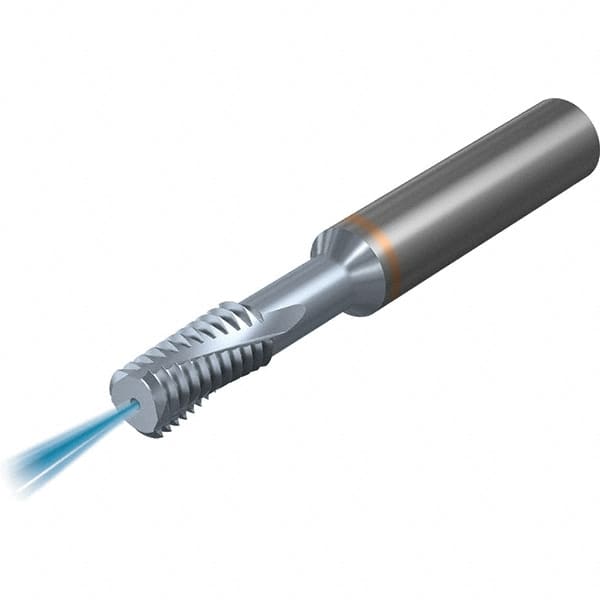 Vargus - M8x1.00 to M40x1.00 ISO, 6.7mm Cutting Diam, 4 Flute, Solid Carbide Helical Flute Thread Mill - Internal Thread, 13mm LOC, 66mm OAL, 8mm Shank Diam - Exact Tooling