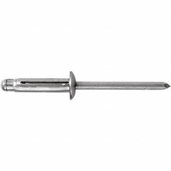 STANLEY Engineered Fastening - Size 6 Large Flange Head Aluminum Open End Blind Rivet - Aluminum Mandrel, 0.04" to 0.354" Grip, 3/16" Head Diam, 0.197" to 0.207" Hole Diam, 0.197" Body Diam - Exact Tooling