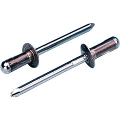 STANLEY Engineered Fastening - Size 6 Large Flange Head Aluminum Open End Blind Rivet - Steel Mandrel, 0.063" to 0.252" Grip, 3/16" Head Diam, 0.1929" to 0.1988" Hole Diam, 2.83" Body Diam - Exact Tooling