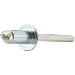 STANLEY Engineered Fastening - Size 6 Dome Head Steel Open End Blind Rivet - Steel Mandrel, 0.188" to 1/4" Grip, 3/16" Head Diam, 0.192" to 0.196" Hole Diam, 0.116" Body Diam - Exact Tooling