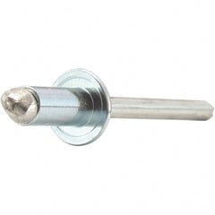 STANLEY Engineered Fastening - Size 5 Dome Head Steel Open End Blind Rivet - Steel Mandrel, 0.126" to 0.187" Grip, 5/32" Head Diam, 0.16" to 0.164" Hole Diam, 0.097" Body Diam - Exact Tooling