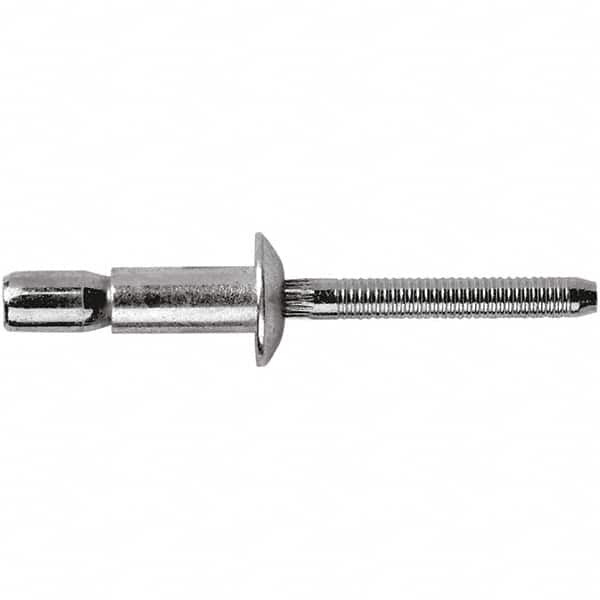 STANLEY Engineered Fastening - Size 8 Dome Head Steel Structural with Locking Stem Blind Rivet - Steel Mandrel, 0.08" to 3/8" Grip, 1/4" Head Diam, 0.261" to 0.276" Hole Diam, 0.153" Body Diam - Exact Tooling