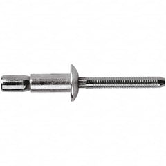 STANLEY Engineered Fastening - Size 8 Dome Head Steel Structural with Locking Stem Blind Rivet - Steel Mandrel, 0.08" to 3/8" Grip, 1/4" Head Diam, 0.261" to 0.276" Hole Diam, 0.153" Body Diam - Exact Tooling