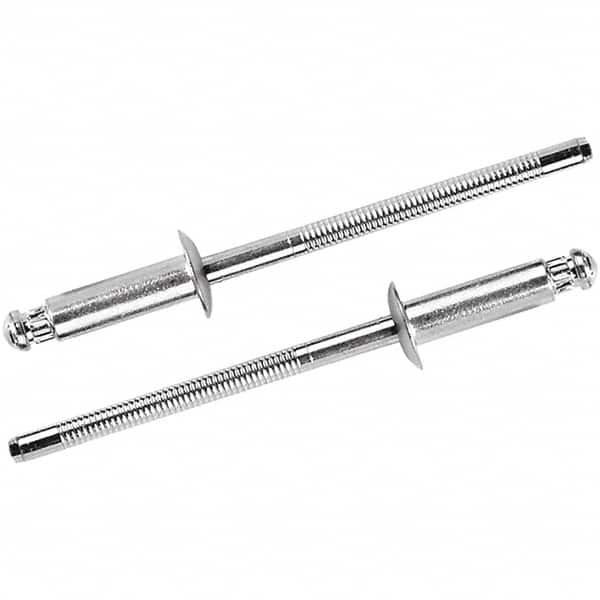 STANLEY Engineered Fastening - Size 4 Dome Head Steel Structural with Locking Stem Blind Rivet - Steel Mandrel, 0.094" to 0.187" Grip, 1/8" Head Diam, 0.129" to 0.133" Hole Diam, 0.075" Body Diam - Exact Tooling