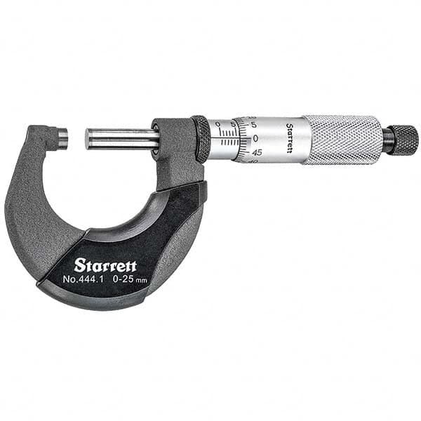 Starrett - Mechanical Outside Micrometers Minimum Measurement (mm): 0.00 Maximum Measurement (mm): 25.00 - Exact Tooling