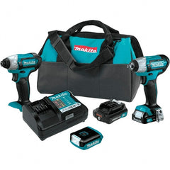Makita - 12 Volt Cordless Tool Combination Kit - Includes Impact Driver, 3/8" Compact Impact Wrench & Flashlight, Lithium-Ion Battery Included - Exact Tooling
