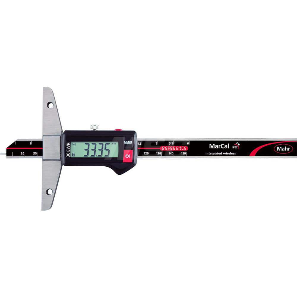 Mahr - Electronic Depth Gages; Minimum Measurement (mm): 0 ; Minimum Measurement (Decimal Inch): 0 ; Maximum Measurement (Decimal Inch): 6 ; Maximum Measurement (mm): 150 ; Resolution (mm): 0.01 ; Resolution (Decimal Inch): 0.0005 - Exact Tooling