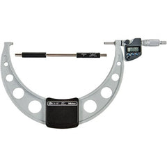 Mitutoyo - 9 to 10" Range, 0.00005" Resolution, Standard Throat IP65 Electronic Outside Micrometer - 0.0002" Accuracy, Ratchet Stop Thimble, Carbide-Tipped Face, SR44 Battery - Exact Tooling