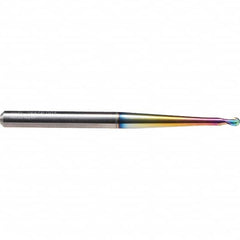 Emuge - 3mm Diam, 3.5mm LOC, 2 Flute Solid Carbide Ball End Mill - CrN Finish, Single End, 80mm OAL, 6mm Shank Diam, Ball Flute - Exact Tooling