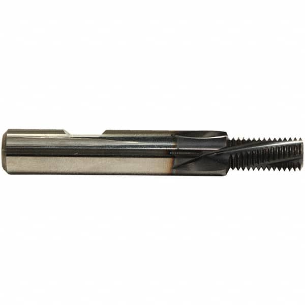 Emuge - 1/8-27 NPT, 0.232" Cutting Diam, 4 Flute, Solid Carbide Helical Flute Thread Mill - External Thread, 0.537" LOC, 2-1/4" OAL, 5/16" Shank Diam - Exact Tooling