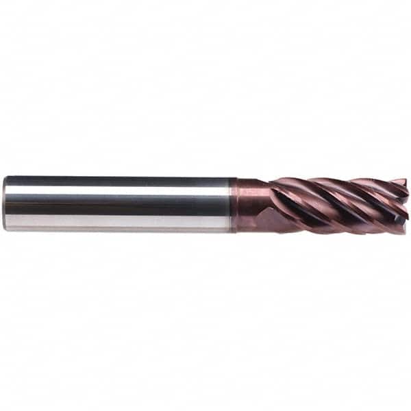 Emuge - 16mm Diam, 32mm LOC, 6 Flute Solid Carbide Roughing & Finishing End Mill - TiAlN Finish, 92mm OAL, 16mm Shank Diam, Cylindrical Shank, 38° Helix, Long Length - Exact Tooling